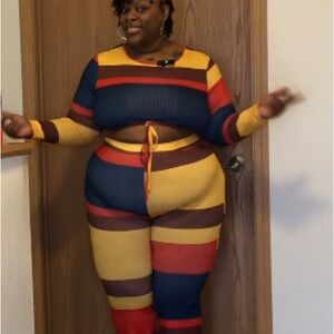 Colorful Striped Two-Piece Set